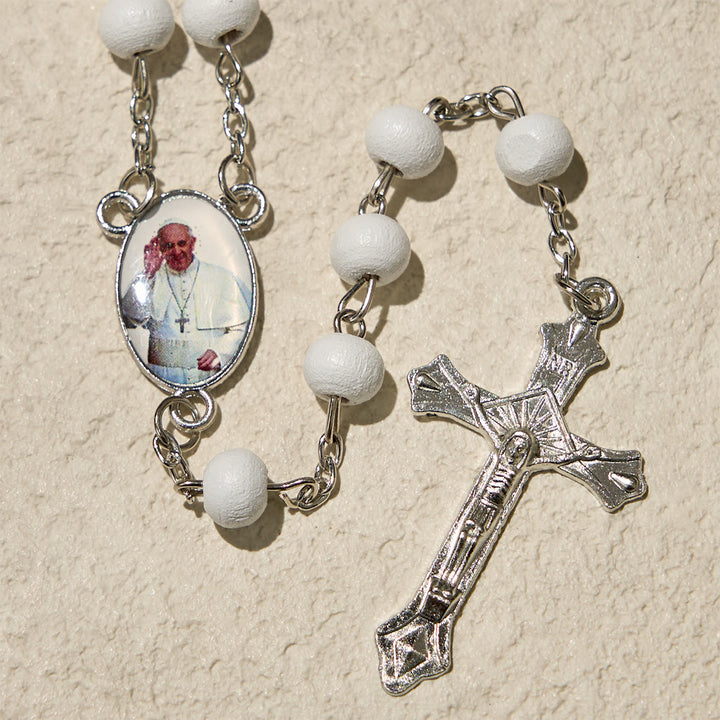 Christianartworkshop Rosario divino in legno rosso e bianco con custodia per la benedizione di Papa Francesco - image 9