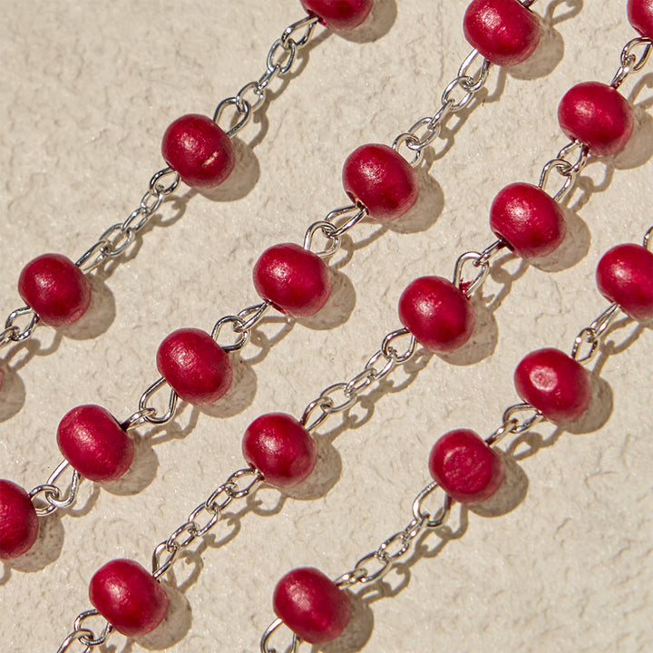 Christianartworkshop Rosario divino in legno rosso e bianco con custodia per la benedizione di Papa Francesco - image 10