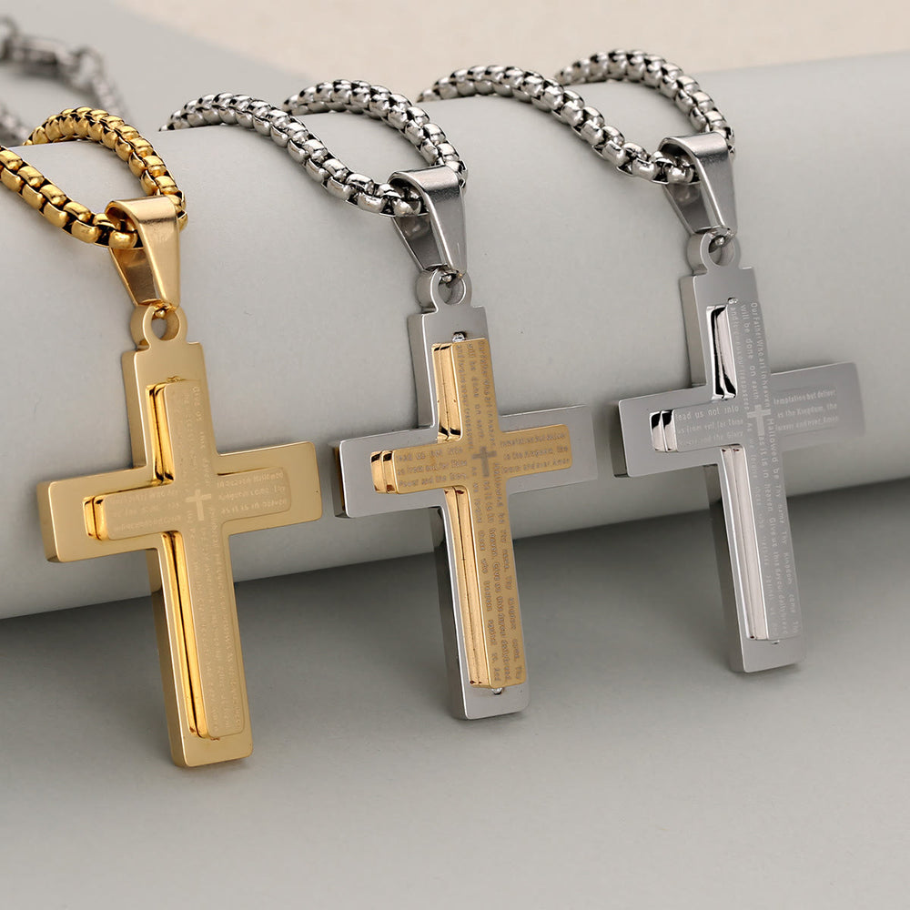 Collana minimalista con croce tricolore Christianartworkshop , incarnazione di fede e semplicità - image 1