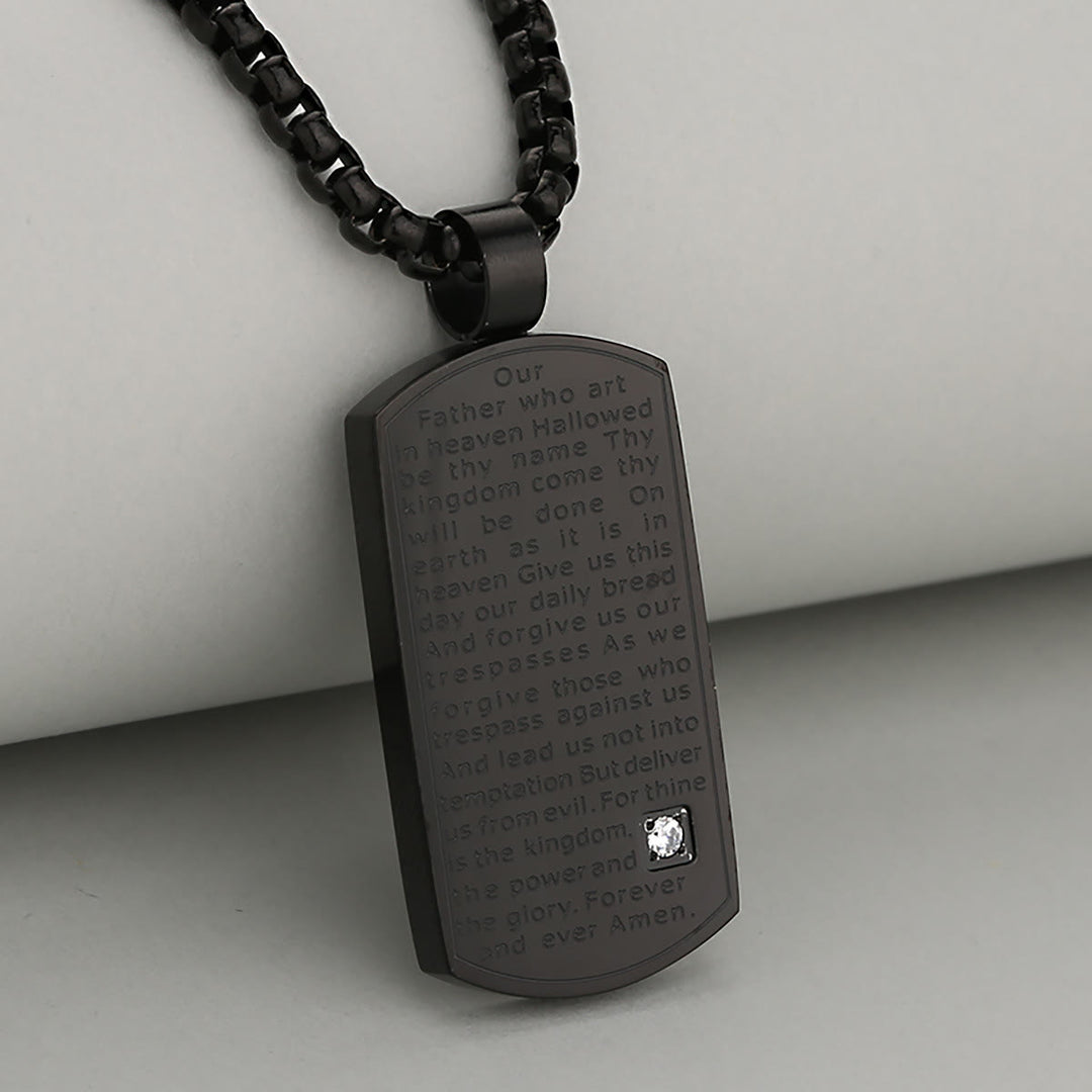Collana rettangolare con preghiera del Padre Nostro a tre colori Christianartworkshop che esprime fede e speranza - Nero - image 3