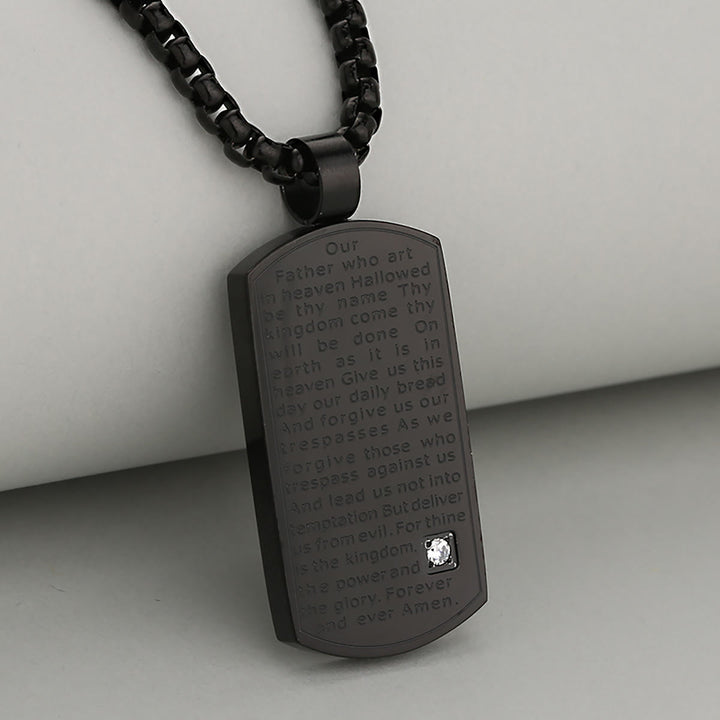 Collana rettangolare con preghiera del Padre Nostro a tre colori Christianartworkshop che esprime fede e speranza - Nero - image 3