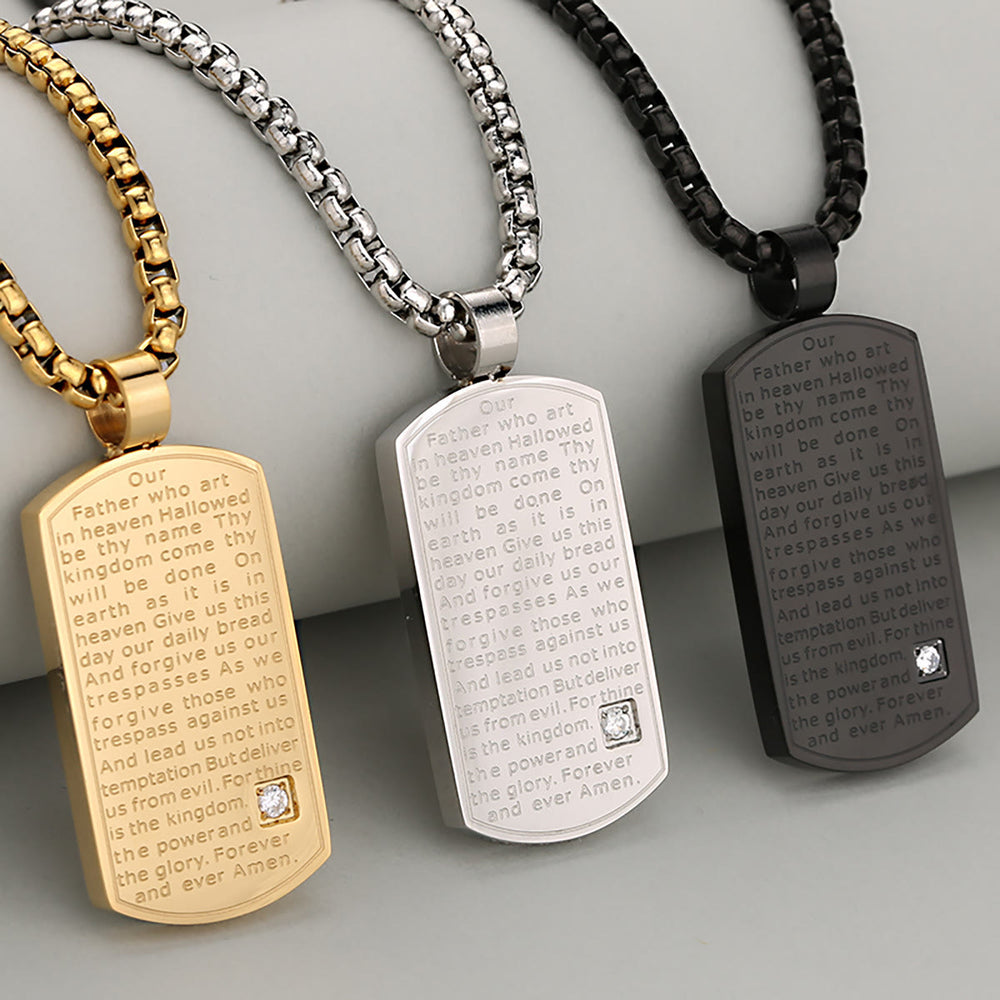 Collana rettangolare con preghiera del Padre Nostro a tre colori Christianartworkshop che esprime fede e speranza - image 1