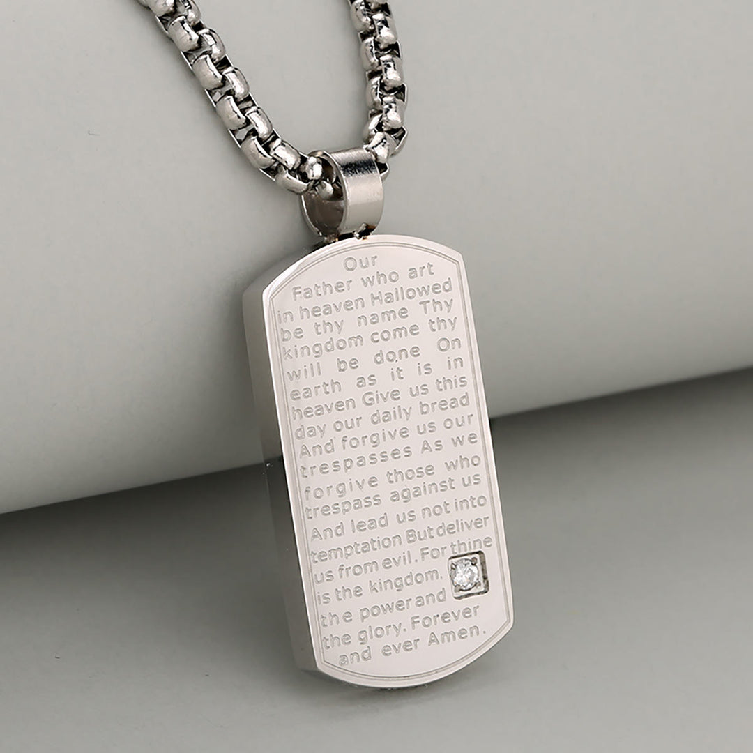 Collana rettangolare con preghiera del Padre Nostro a tre colori Christianartworkshop che esprime fede e speranza - Argento - image 2