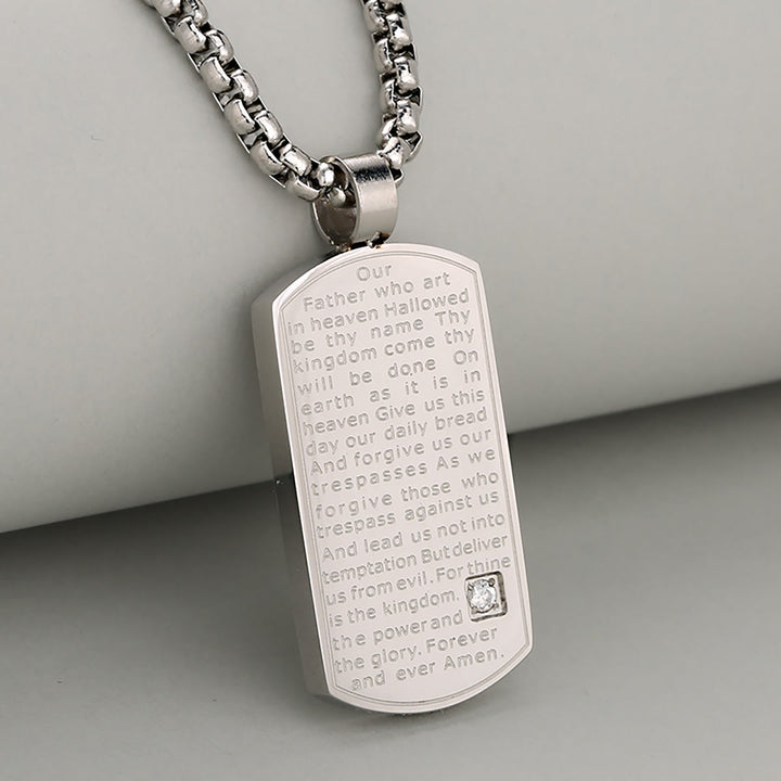 Collana rettangolare con preghiera del Padre Nostro a tre colori Christianartworkshop che esprime fede e speranza - Argento - image 2