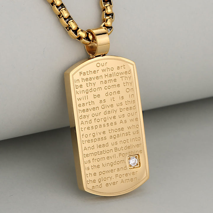 Collana rettangolare con preghiera del Padre Nostro a tre colori Christianartworkshop che esprime fede e speranza - D'oro - image 0