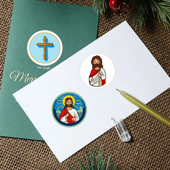 Christianartworkshop Adesivi rotondi "Gesù ti ama": 12 stili fedeli per condividere l'amore di Dio - image 2