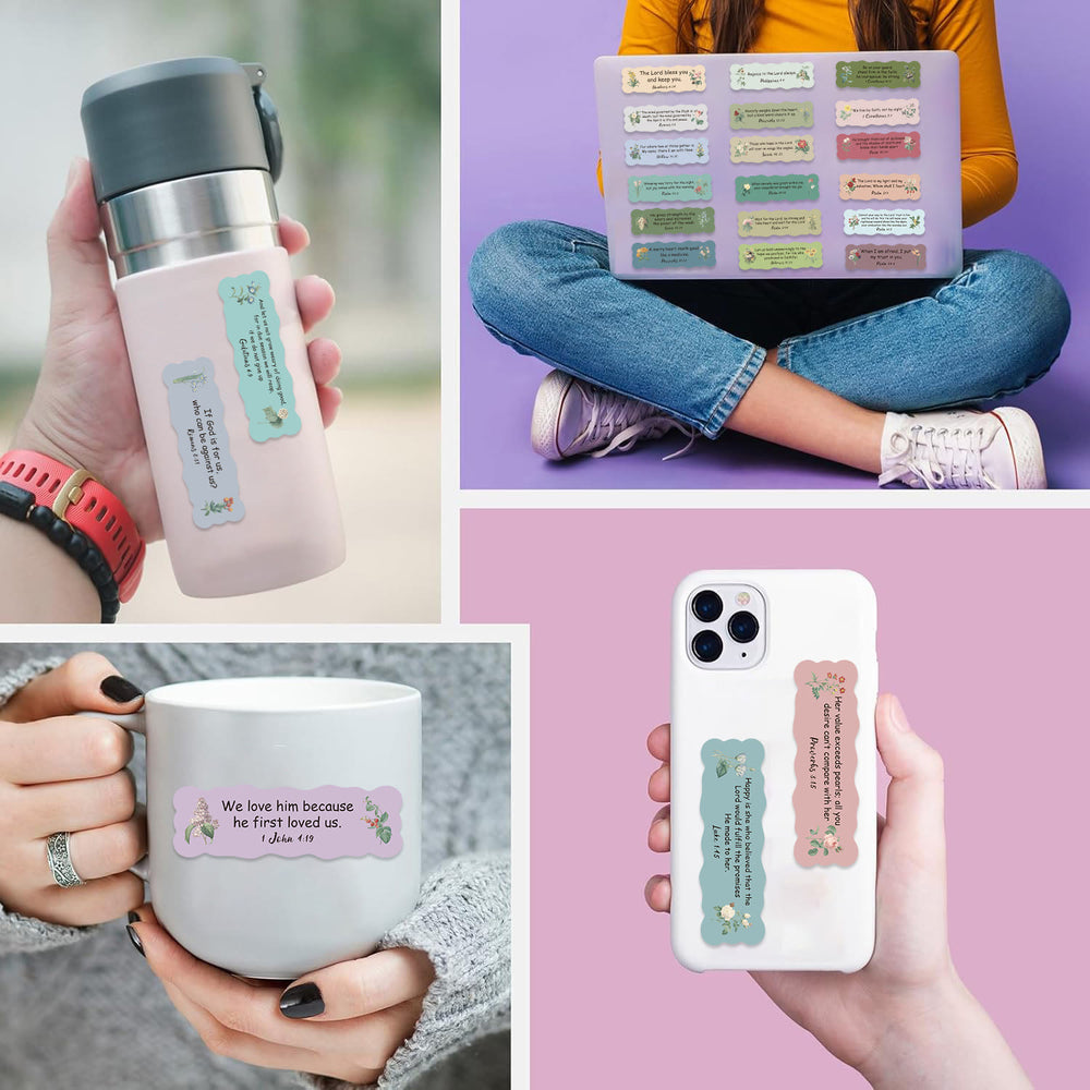 Adesivi floreali con versetti della Bibbia Christianartworkshop per diari di scrapbooking e decorazioni regalo - image 1