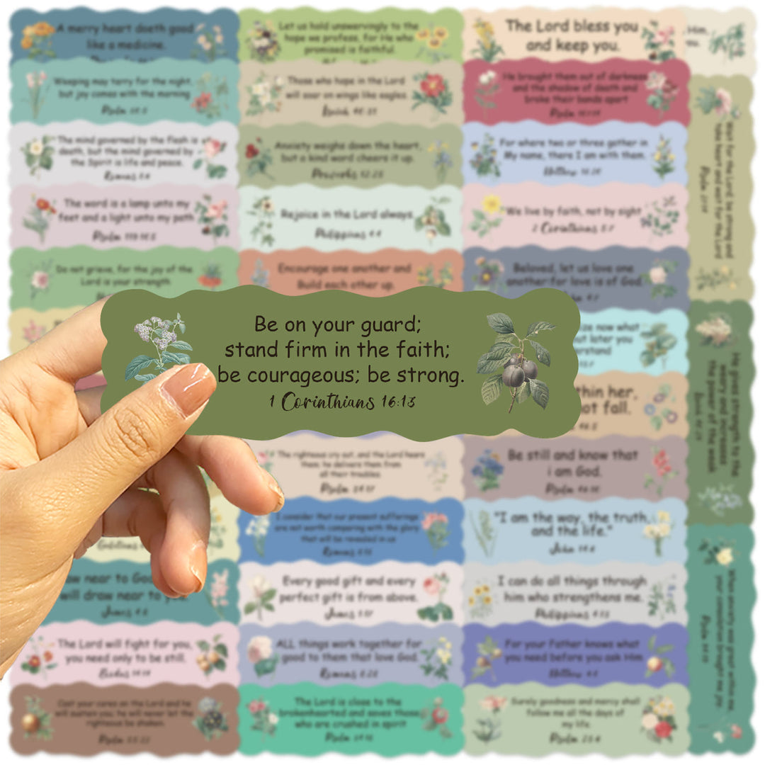 Adesivi floreali con versetti della Bibbia Christianartworkshop per diari di scrapbooking e decorazioni regalo - 50 pezzi - image 0