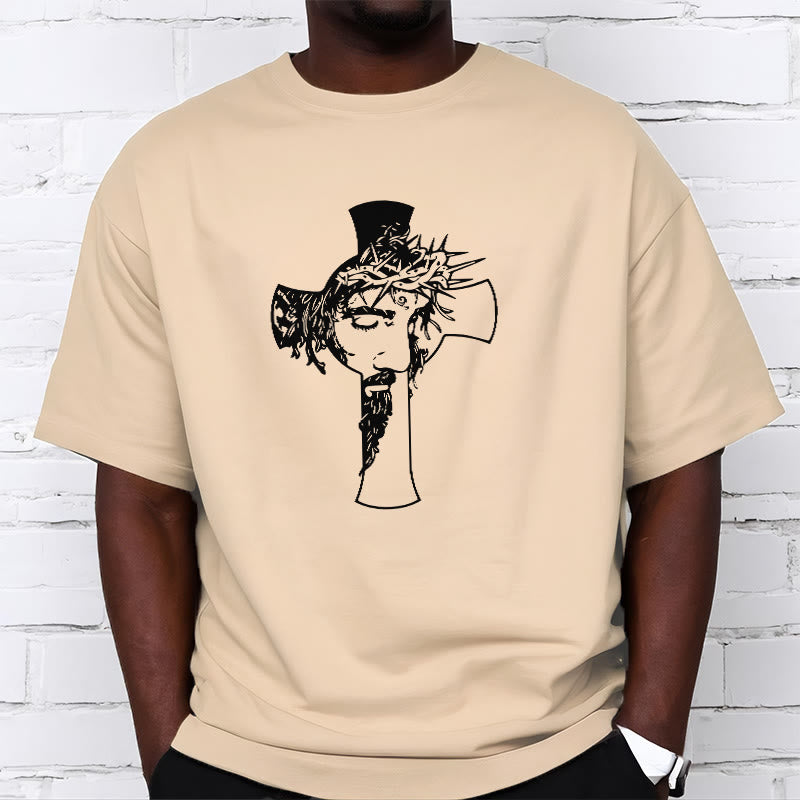 Christianartworkshop Maglietta unisex con design moderno di corona di spine e croce - image 12