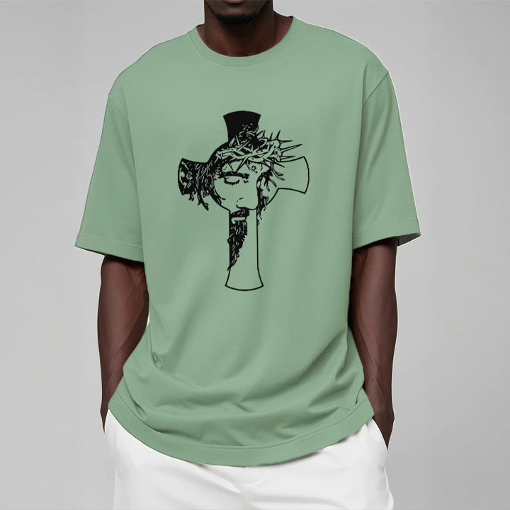 Christianartworkshop Maglietta unisex con design moderno di corona di spine e croce - image 16