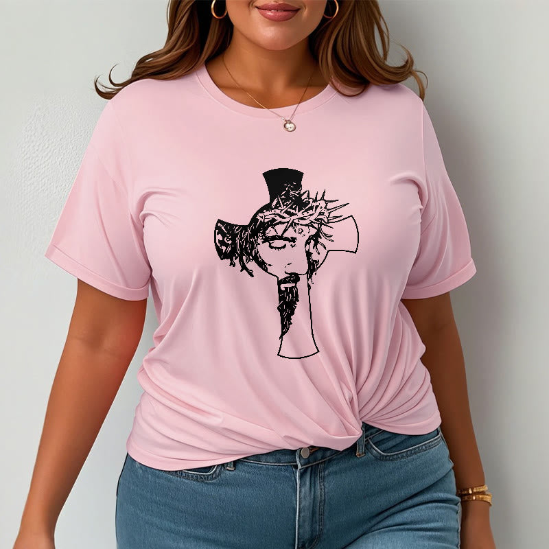 Christianartworkshop Maglietta unisex con design moderno di corona di spine e croce - image 14