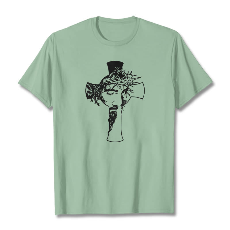 Christianartworkshop Maglietta unisex con design moderno di corona di spine e croce - Verde chiaro - 2XL - image 15