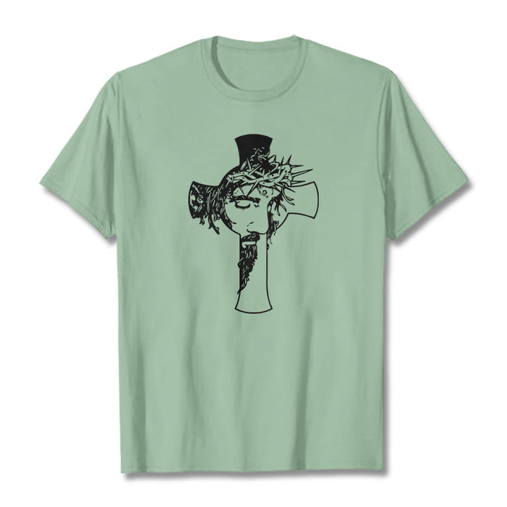 Christianartworkshop Maglietta unisex con design moderno di corona di spine e croce - Verde chiaro - 2XL - image 15