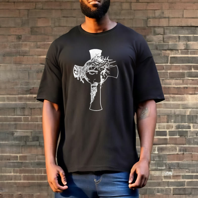 Christianartworkshop Maglietta unisex con design moderno di corona di spine e croce - image 8