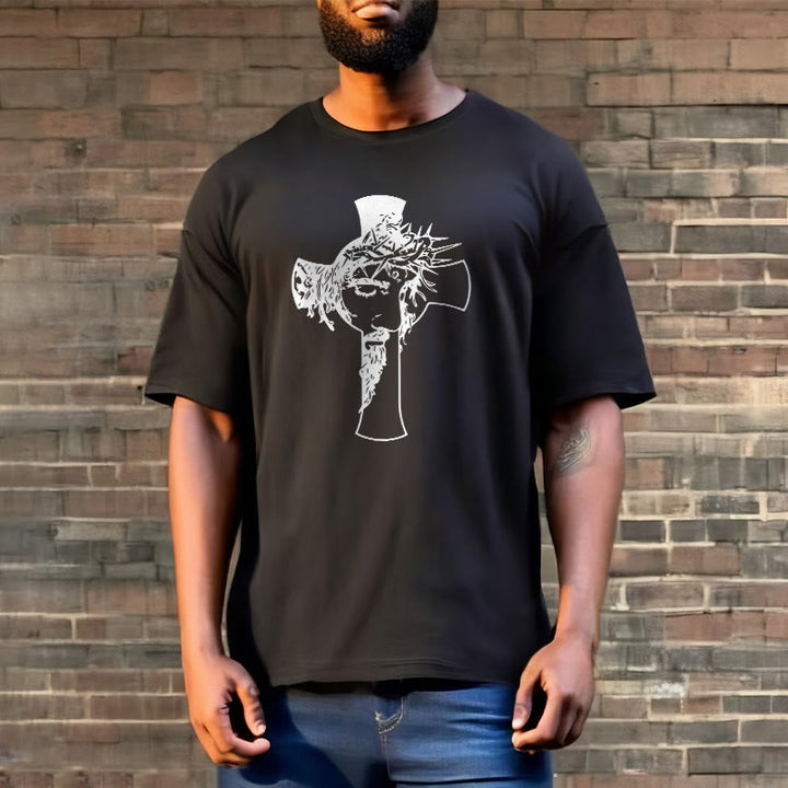 Christianartworkshop Maglietta unisex con design moderno di corona di spine e croce - image 8