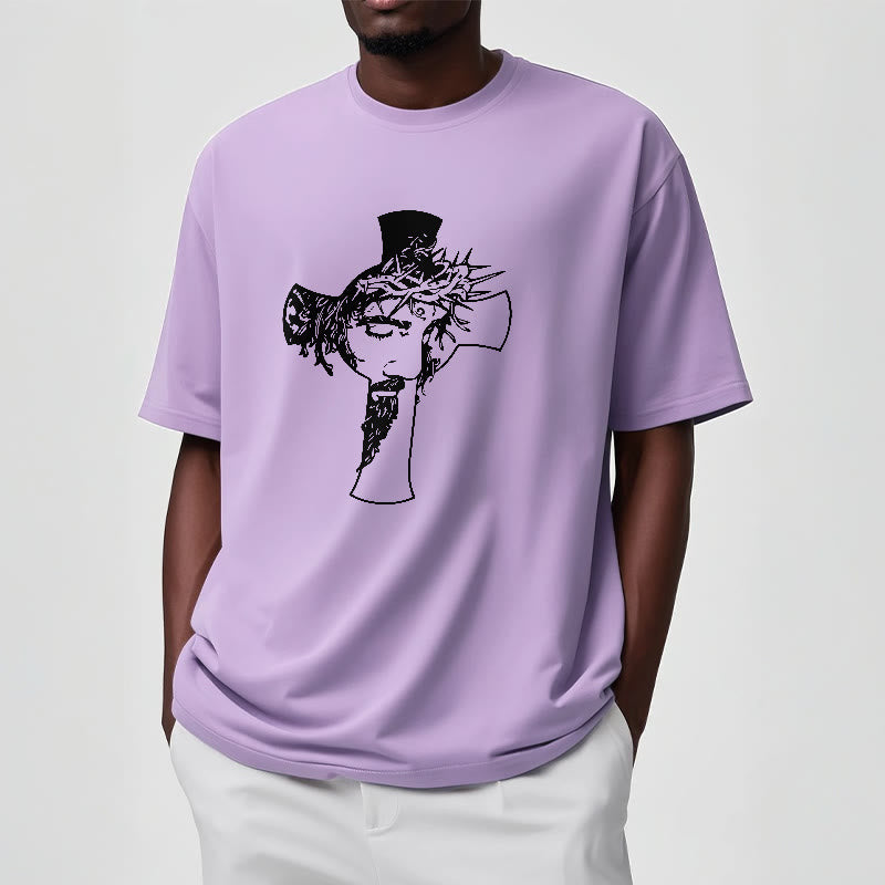 Christianartworkshop Maglietta unisex con design moderno di corona di spine e croce - image 18