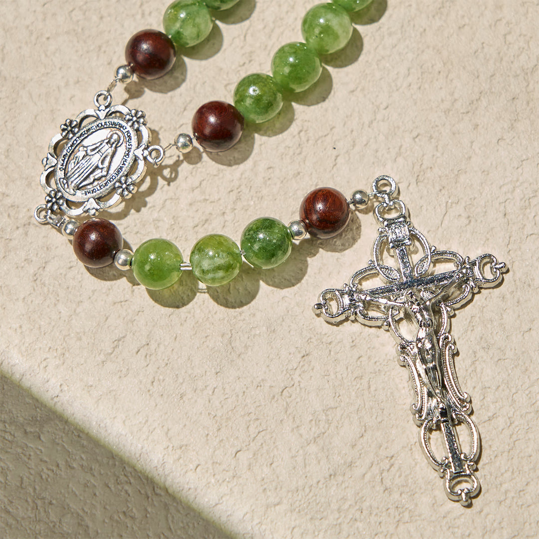 Rosario con perline d'uva verdi e viola Christianartworkshop ispirato a Cristo, la vera vite - image 8