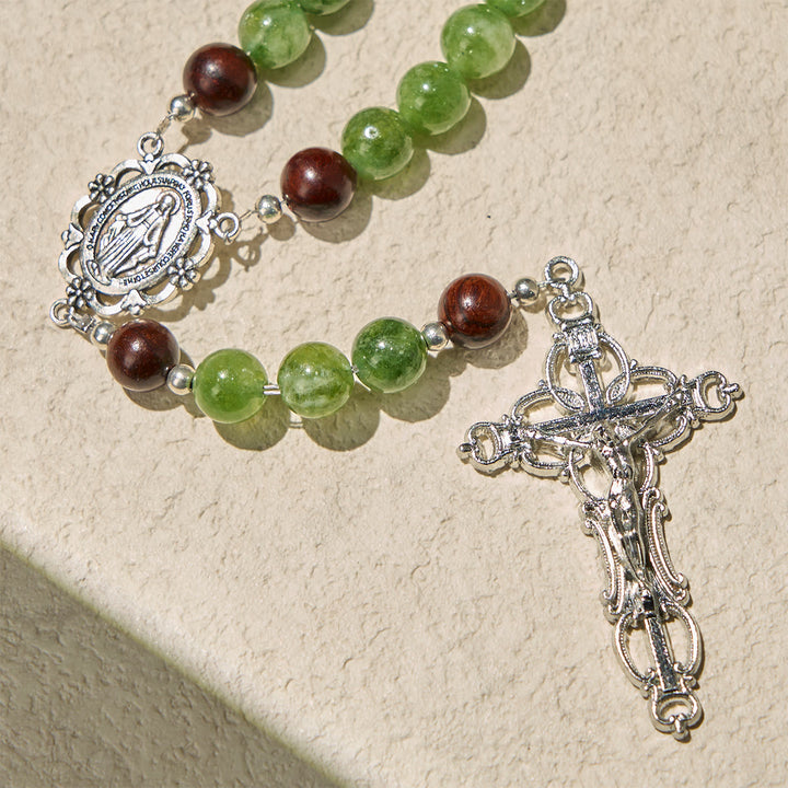 Rosario con perline d'uva verdi e viola Christianartworkshop ispirato a Cristo, la vera vite - image 8
