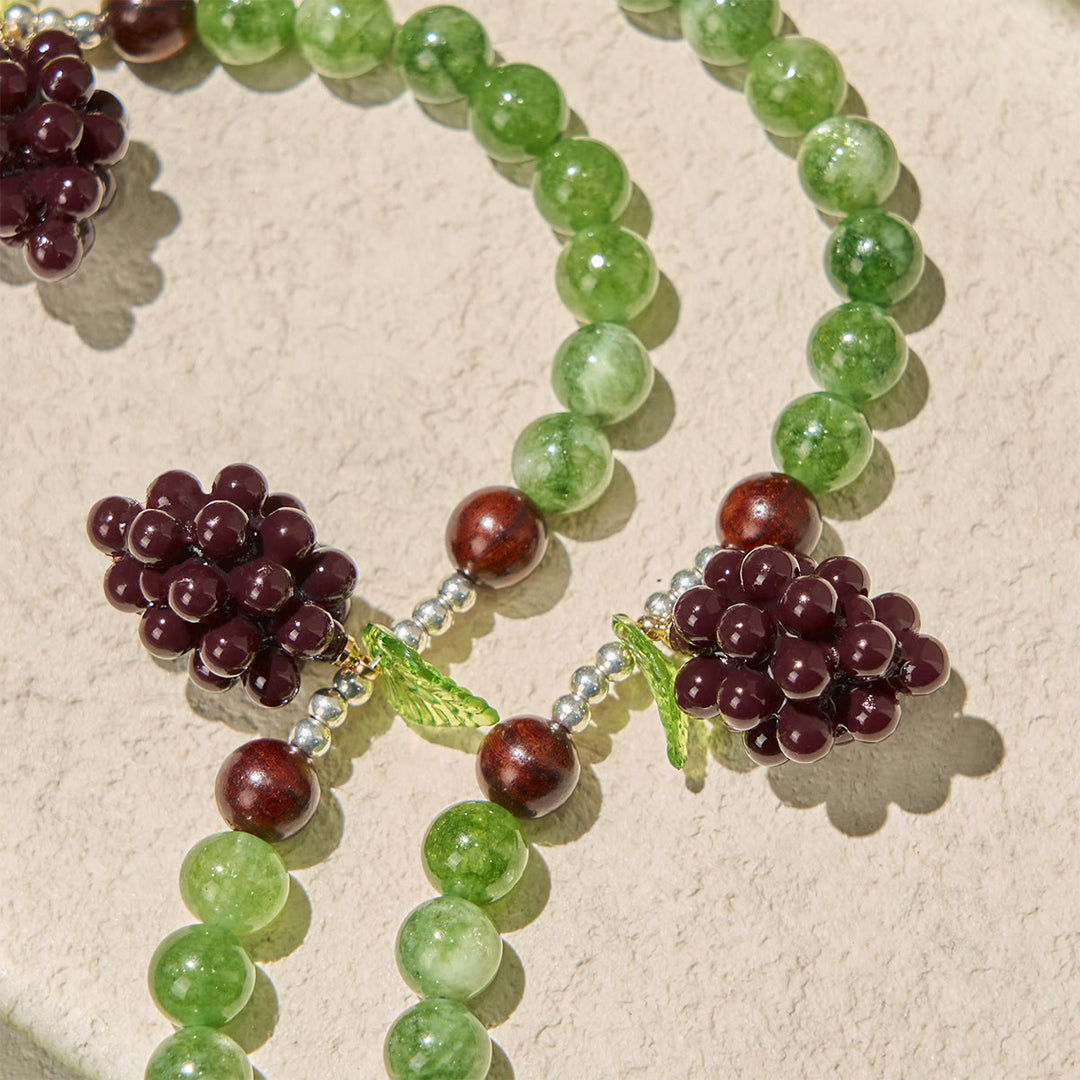 Rosario con perline d'uva verdi e viola Christianartworkshop ispirato a Cristo, la vera vite - image 7