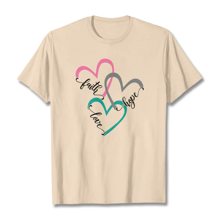 Christianartworkshop Fede Speranza Amore Cuore Cristiano Design T-shirt unisex per credenti - Beige - 2XL - image 10