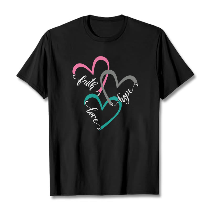 Christianartworkshop Fede Speranza Amore Cuore Cristiano Design T-shirt unisex per credenti - Nero - 2XL - image 3