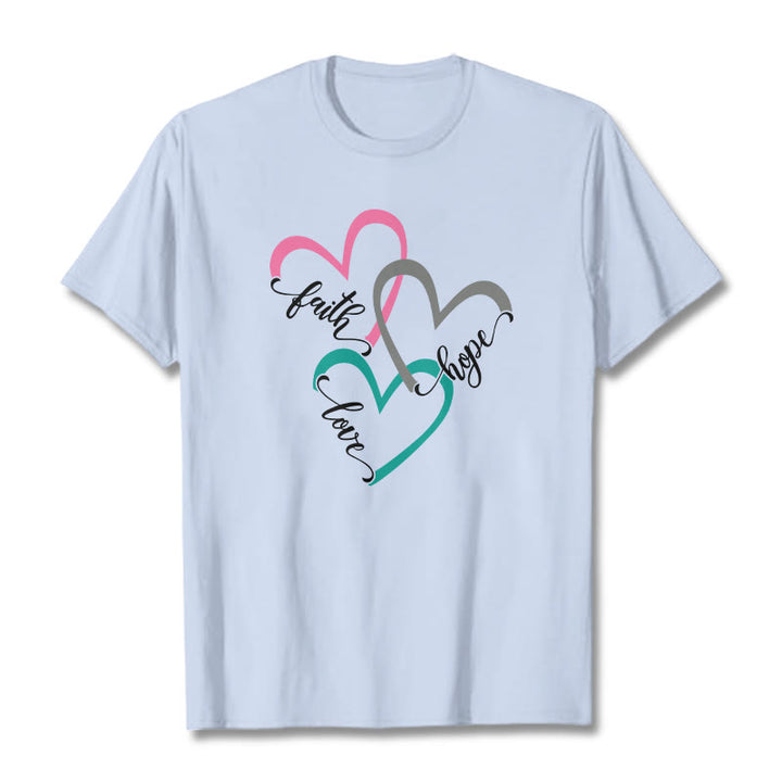 Christianartworkshop Fede Speranza Amore Cuore Cristiano Design T-shirt unisex per credenti - Azzurro chiaro - 2XL - image 18