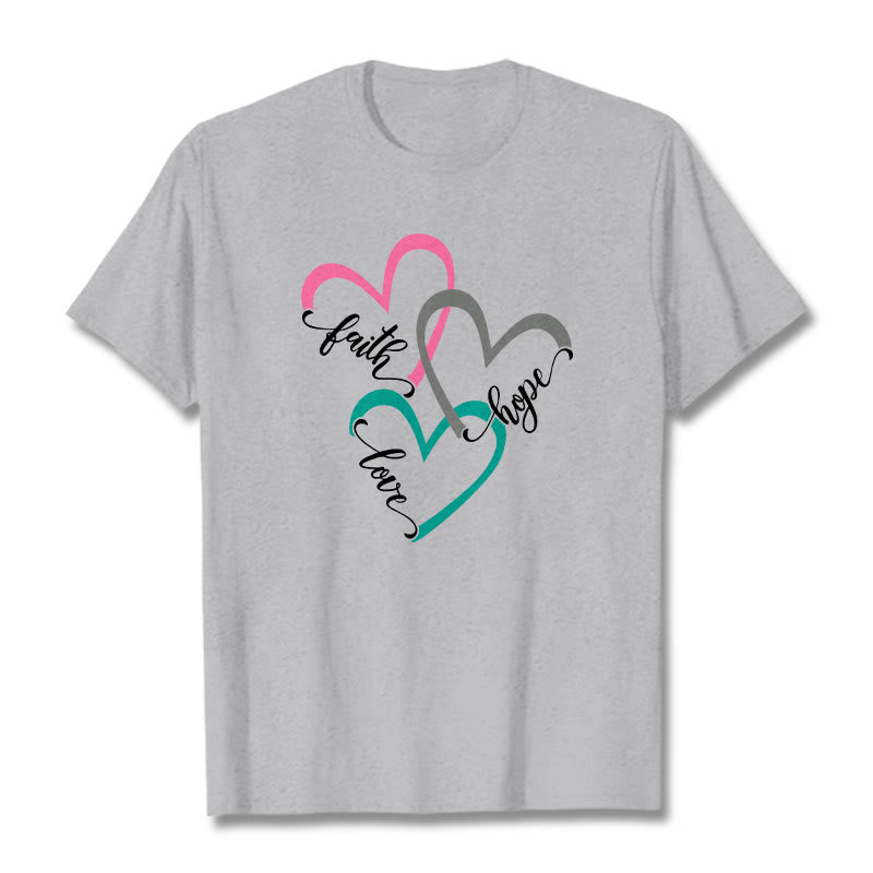 Christianartworkshop Fede Speranza Amore Cuore Cristiano Design T-shirt unisex per credenti - Grigio - 2XL - image 18