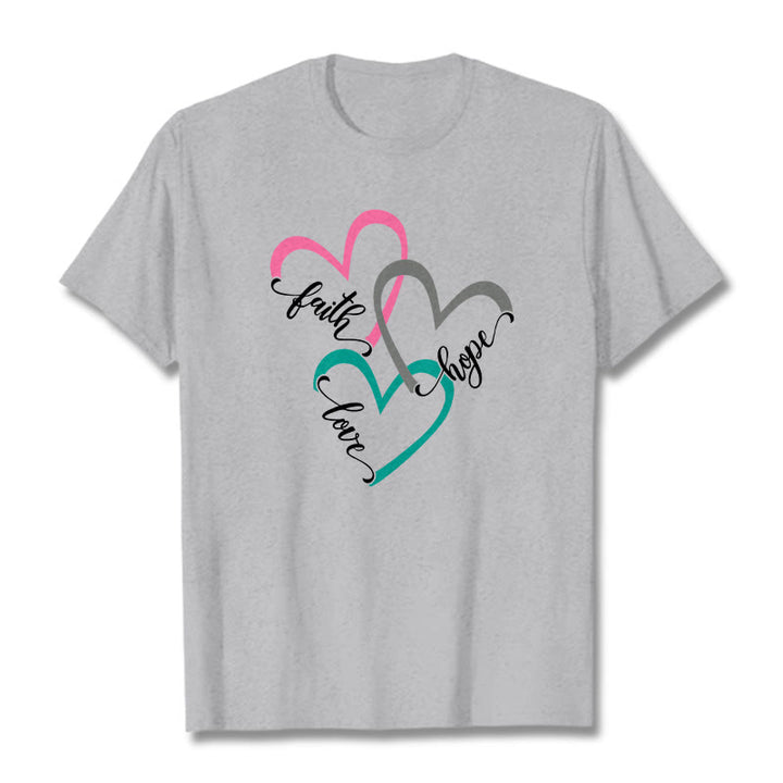 Christianartworkshop Fede Speranza Amore Cuore Cristiano Design T-shirt unisex per credenti - Grigio - 2XL - image 17