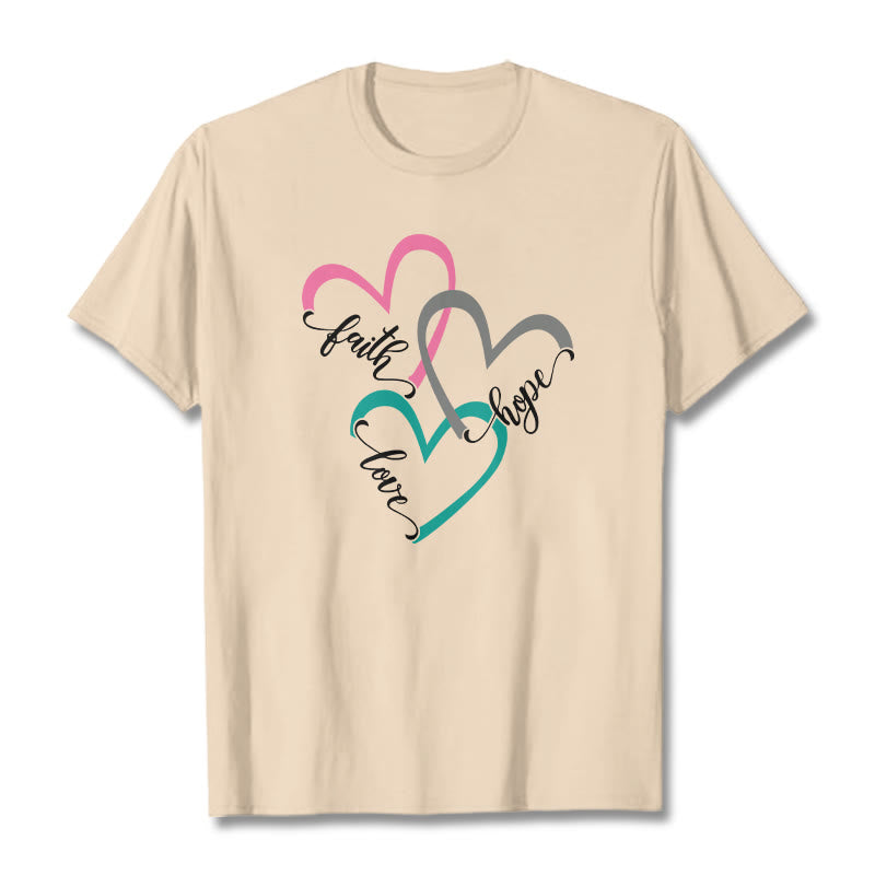 Christianartworkshop Fede Speranza Amore Cuore Cristiano Design T-shirt unisex per credenti - Beige - 2XL - image 9
