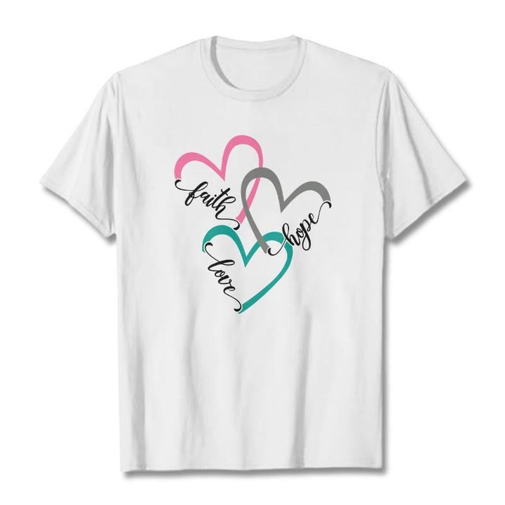 Christianartworkshop Fede Speranza Amore Cuore Cristiano Design T-shirt unisex per credenti - Bianco - 2XL - image 0