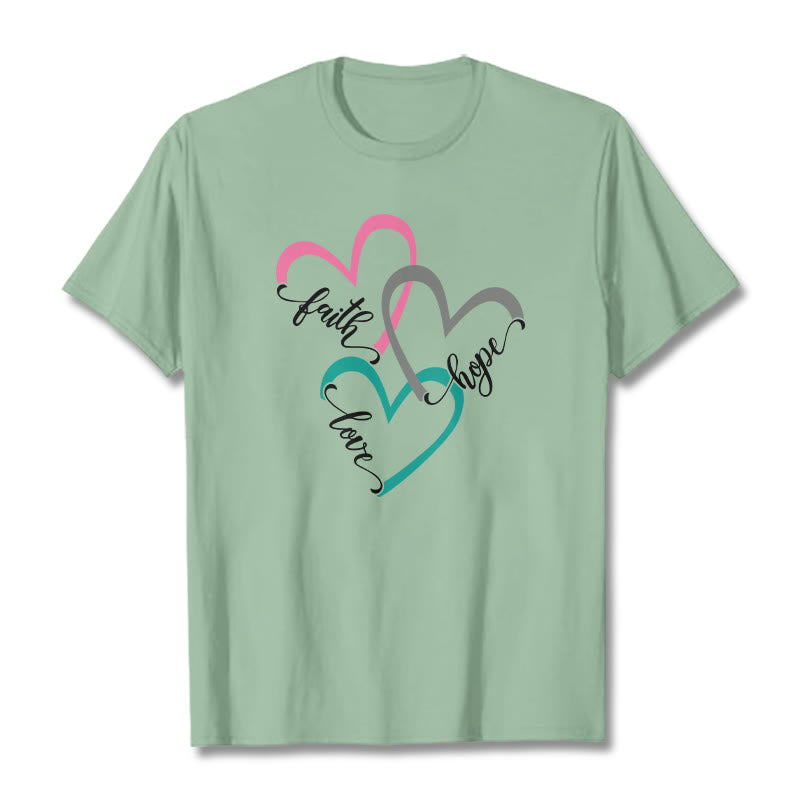 Christianartworkshop Fede Speranza Amore Cuore Cristiano Design T-shirt unisex per credenti - Verde chiaro - 2XL - image 11