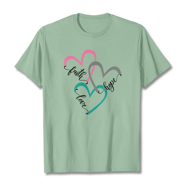 Christianartworkshop Fede Speranza Amore Cuore Cristiano Design T-shirt unisex per credenti - Verde chiaro - 2XL - image 11