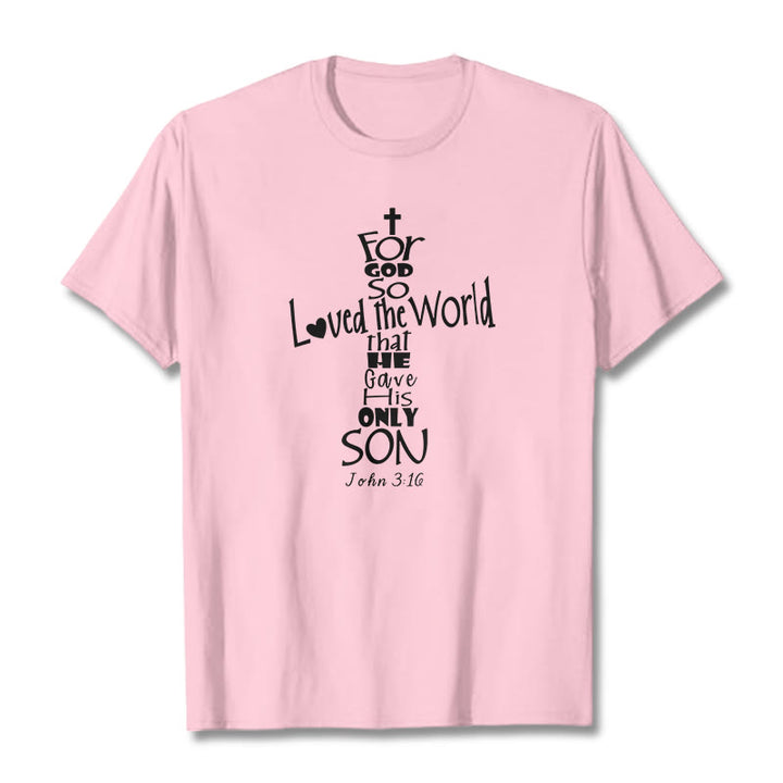 Christianartworkshop Maglietta unisex con versetto della Bibbia cristiana "Perché Dio ha tanto amato il mondo" - Rosa chiaro - 2XL - image 16