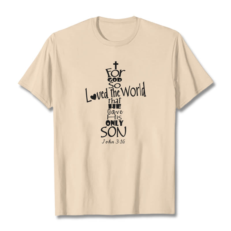 Christianartworkshop Maglietta unisex con versetto della Bibbia cristiana "Perché Dio ha tanto amato il mondo" - Beige - 2XL - image 10