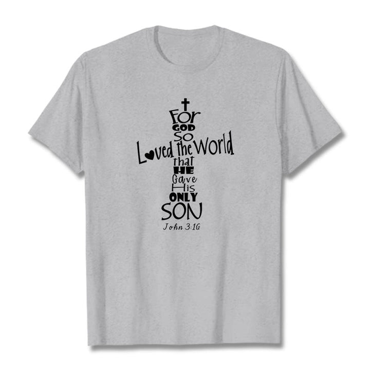 Christianartworkshop Maglietta unisex con versetto della Bibbia cristiana "Perché Dio ha tanto amato il mondo" - Grigio - 2XL - image 18