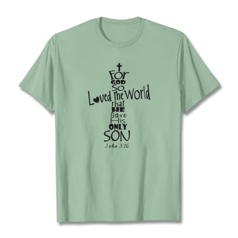 Christianartworkshop Maglietta unisex con versetto della Bibbia cristiana "Perché Dio ha tanto amato il mondo" - Verde chiaro - 2XL - image 14