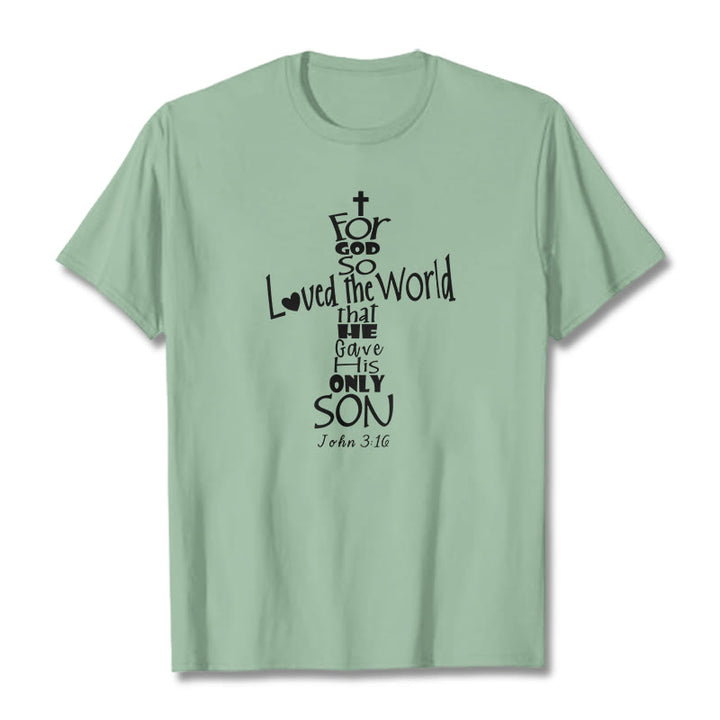 Christianartworkshop Maglietta unisex con versetto della Bibbia cristiana "Perché Dio ha tanto amato il mondo" - Verde chiaro - 2XL - image 14