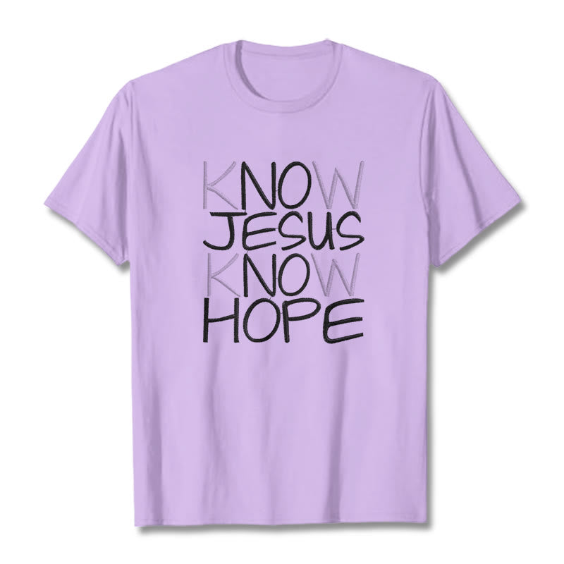 Christianartworkshop Conosci Gesù Conosci la speranza Dichiarazione di fede T-shirt unisex - Viola chiaro - 2XL - image 11