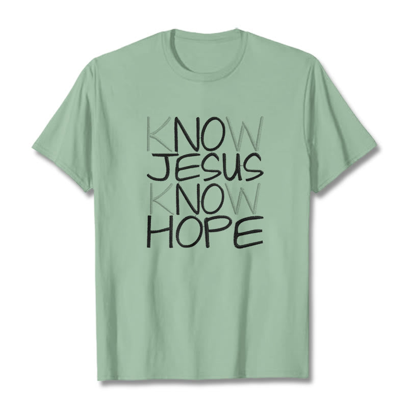 Christianartworkshop Conosci Gesù Conosci la speranza Dichiarazione di fede T-shirt unisex - Verde chiaro - 2XL - image 13