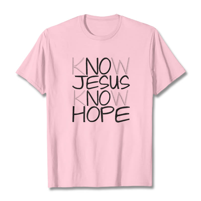 Christianartworkshop Conosci Gesù Conosci la speranza Dichiarazione di fede T-shirt unisex - Rosa chiaro - 2XL - image 15