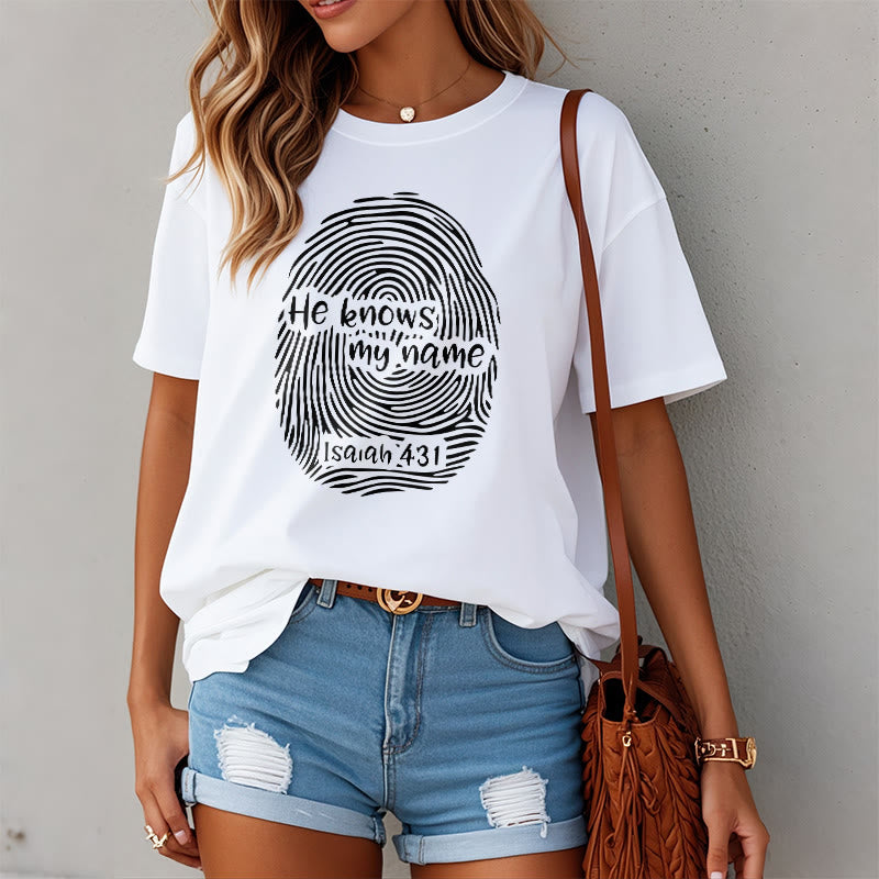 Christianartworkshop Lui conosce il mio nome, impronta digitale, versetto della Bibbia, maglietta unisex - image 7