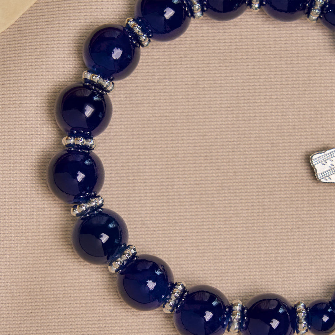 Christianartworkshop Eleganti braccialetti di perline blu intenso con crocifisso e medaglia miracolosa - image 6