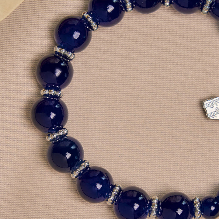 Christianartworkshop Eleganti braccialetti di perline blu intenso con crocifisso e medaglia miracolosa - image 6