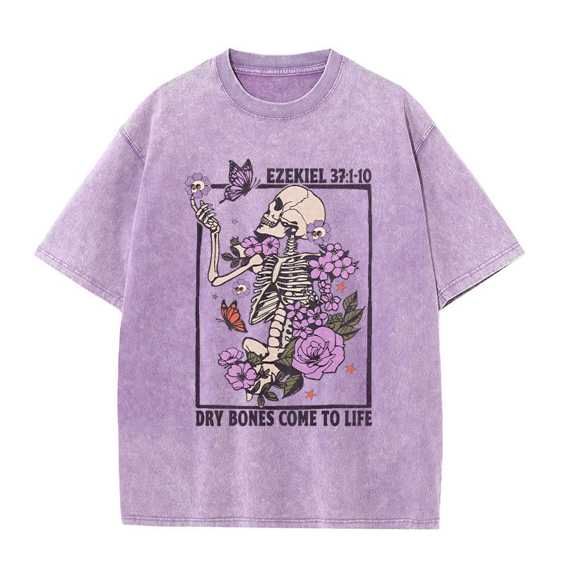 Christianartworkshop Vintage Dry Bones Come To Life T-shirt unisex lavata - Viola - 5XL - image 0