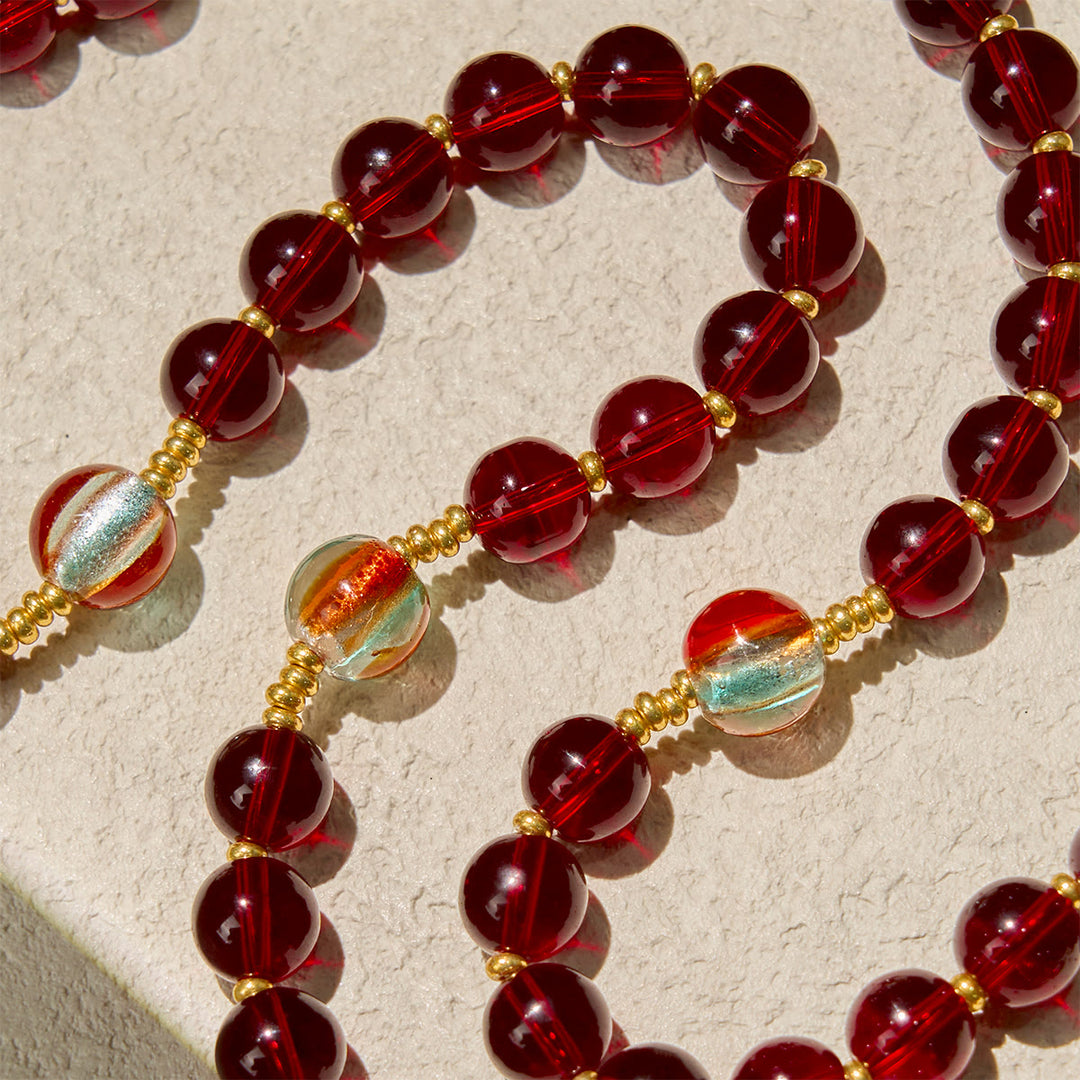 Christianartworkshop Rosario della Madonna di Fatima con perle di grazia color rosso vino e arcobaleno brillante - image 9