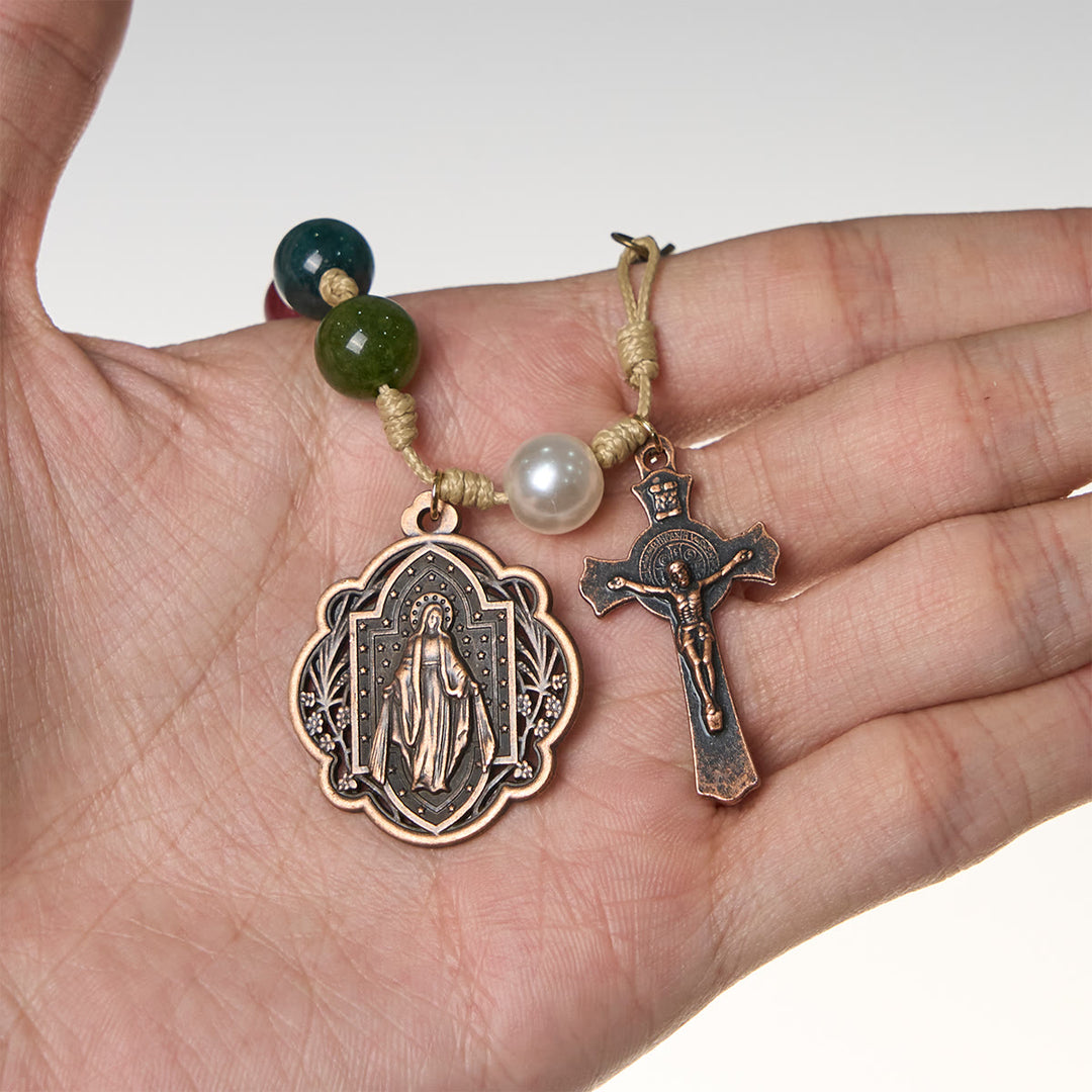 Christianartworkshop Braccialetti in agata tormalina naturale da 10 mm con medaglia miracolosa e crocifisso - image 5