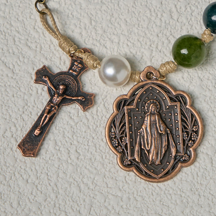 Christianartworkshop Braccialetti in agata tormalina naturale da 10 mm con medaglia miracolosa e crocifisso - image 7