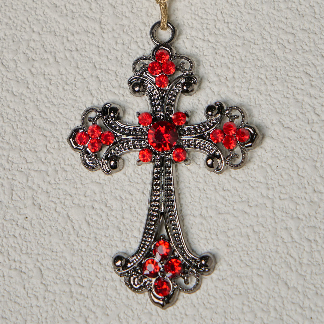 Rosario devozionale nero e rosso Christianartworkshop con benedizione di San Benedetto e croce rossa decorata. - image 7