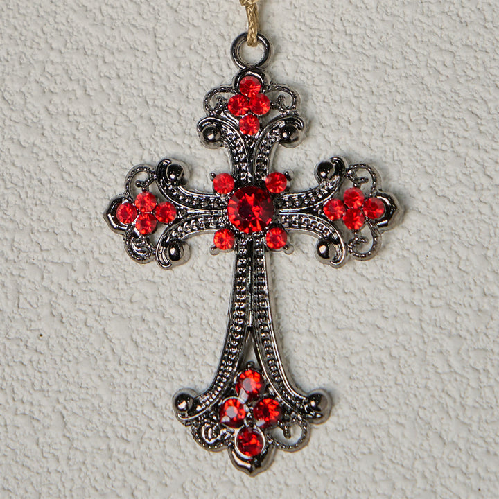 Rosario devozionale nero e rosso Christianartworkshop con benedizione di San Benedetto e croce rossa decorata. - image 7