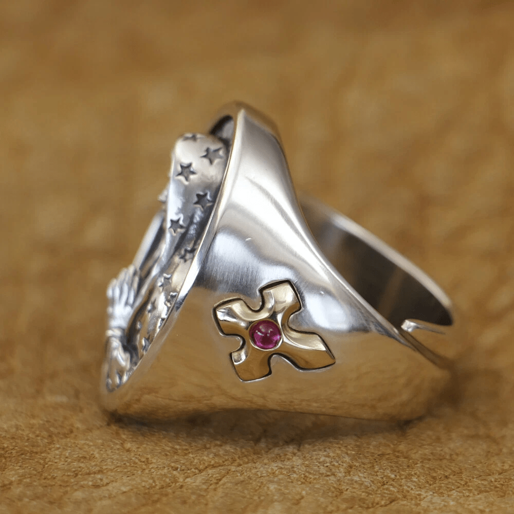 Christianartworkshop Anello ovale della Vergine Maria in argento 925 Protezione divina e preghiera - image 4